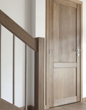 Medinės ąžuolinės durys: modelis D2F ir D1S, spalva Pilka 3417.