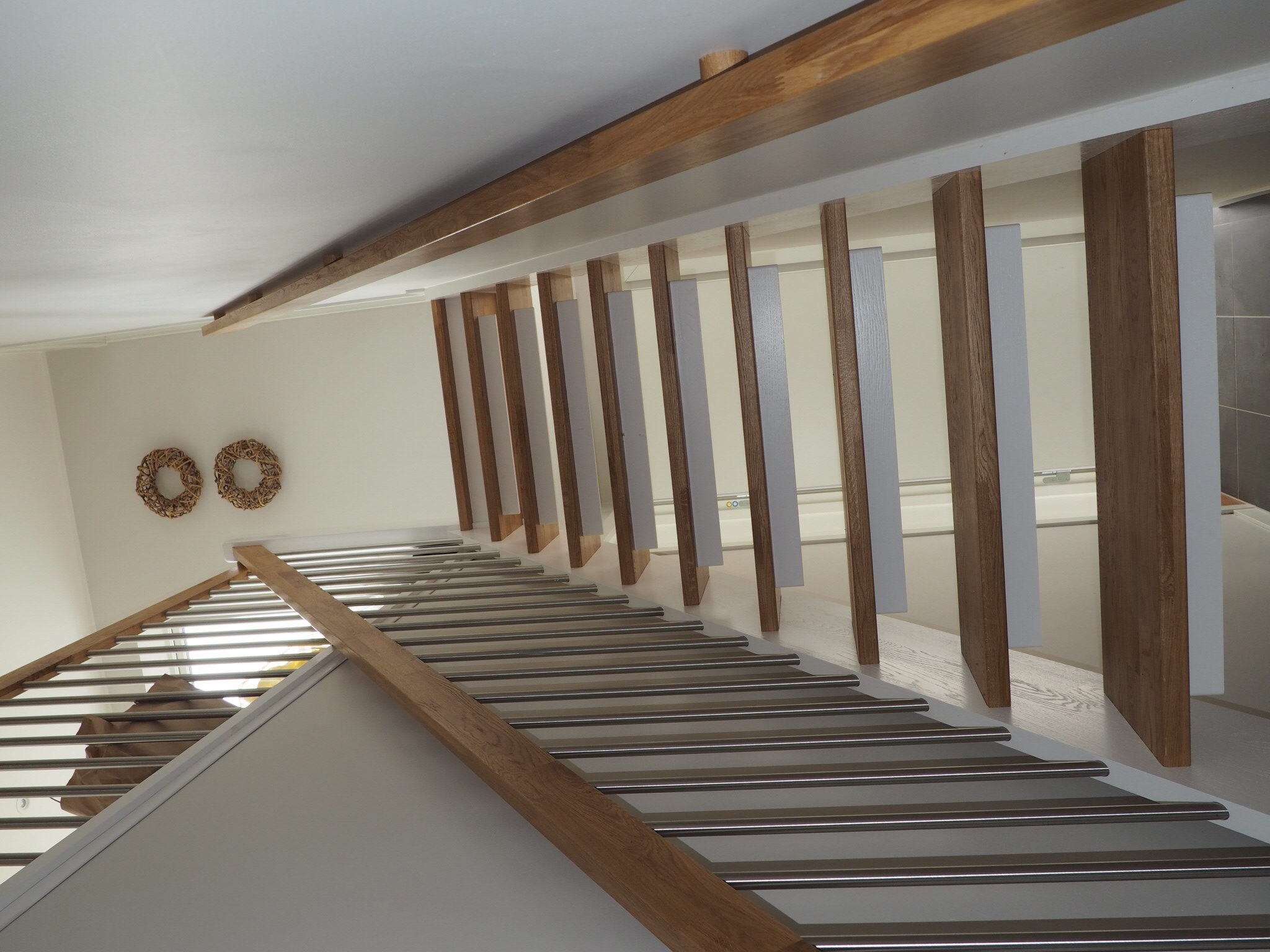 Mediniai ąžuoliniai laiptai I forma Bespalvė alyva 3305 Medžio stilius