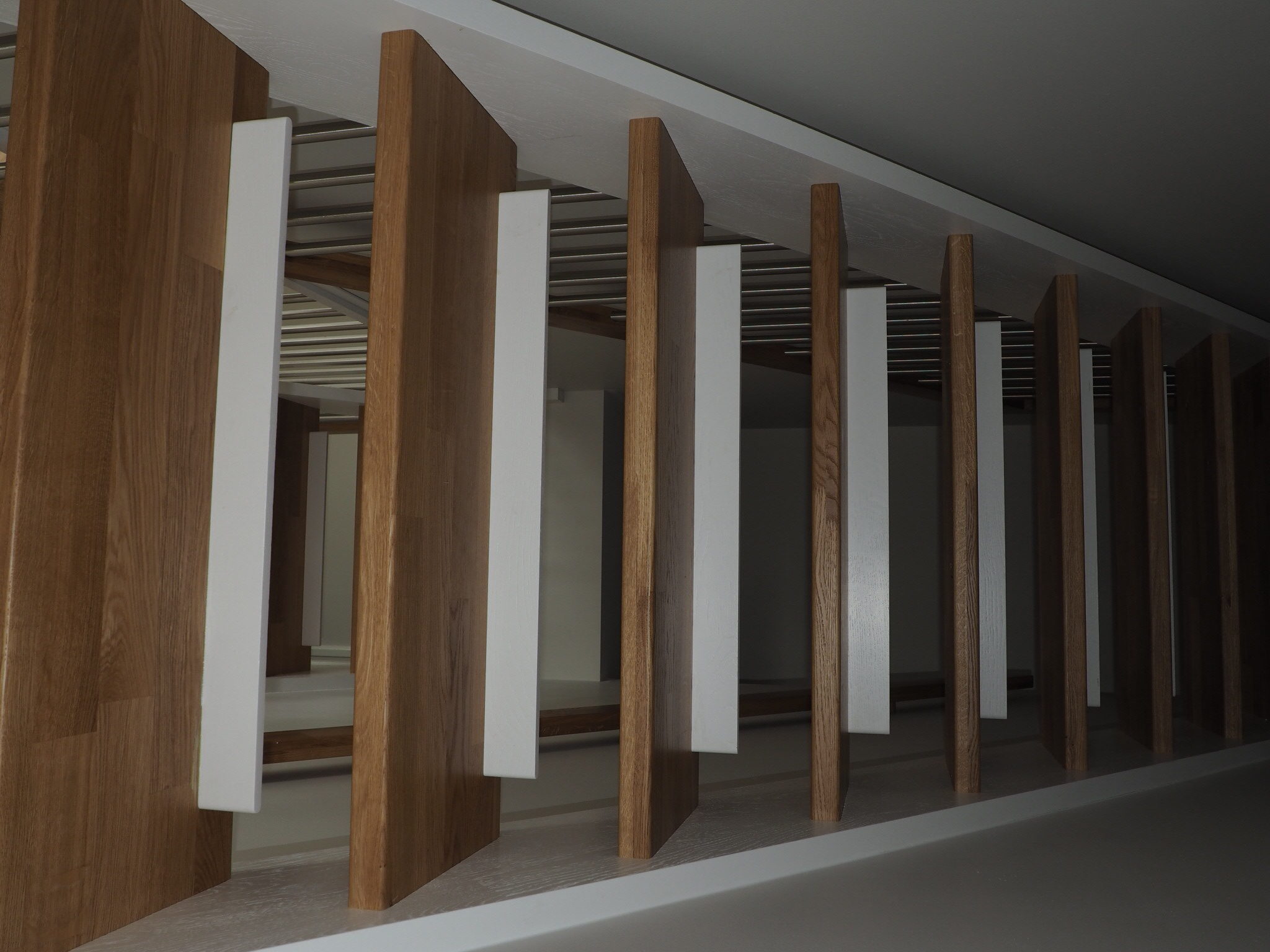 Mediniai ąžuoliniai laiptai I forma Bespalvė alyva 3305 Medžio stilius