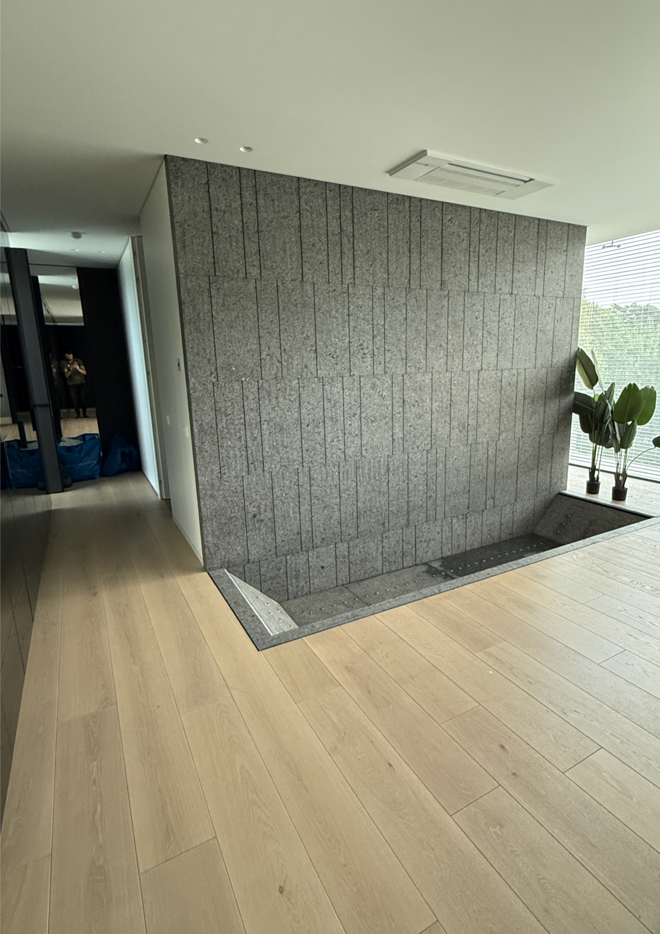 Modernus interjeras su Ivory ąžuolo grindimis